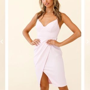 Ysabel Faux Wrap Side Buckle Knee Length Dress